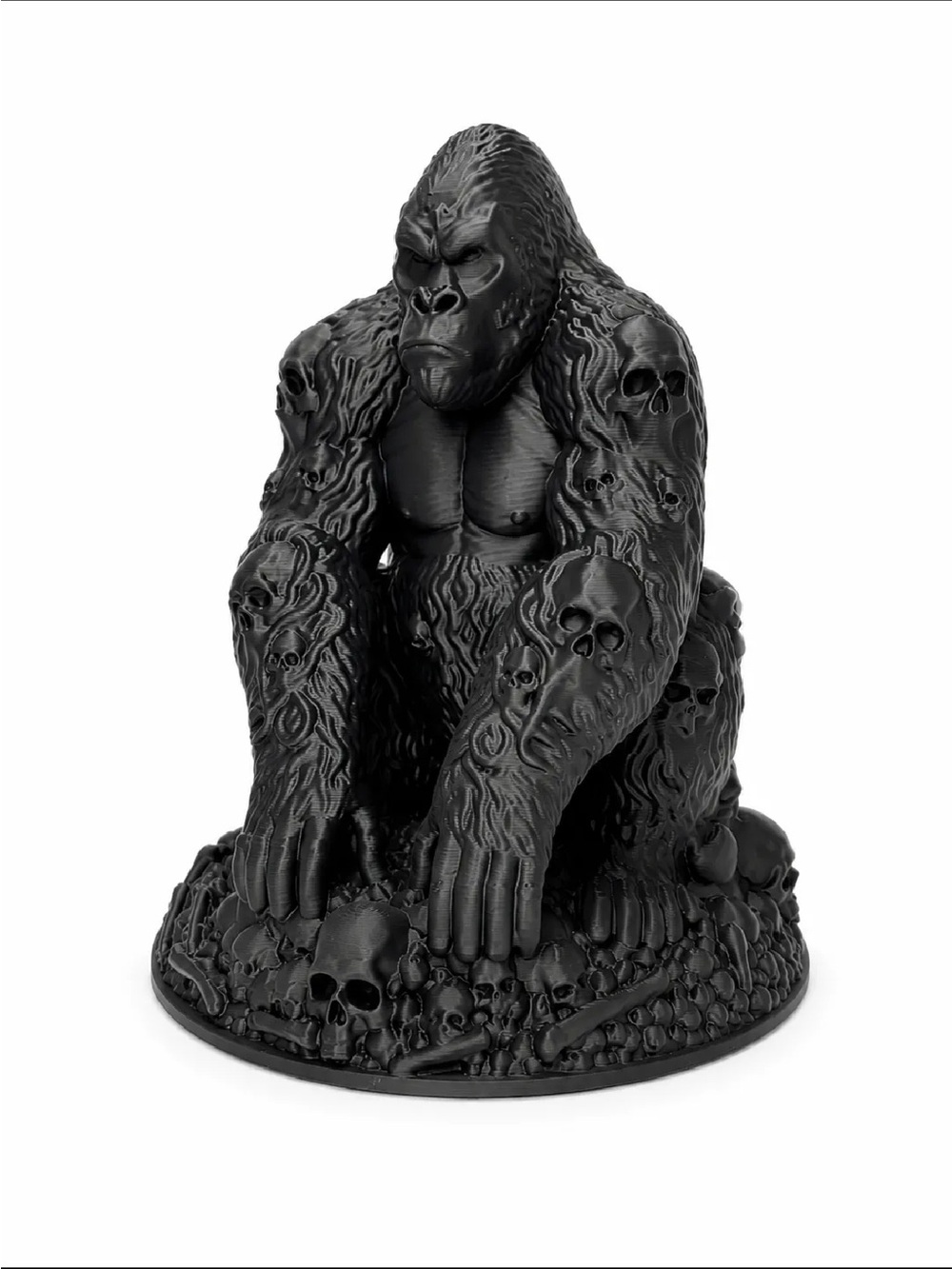 Black Gorilla Skull Sculpture - Decorative Home Art